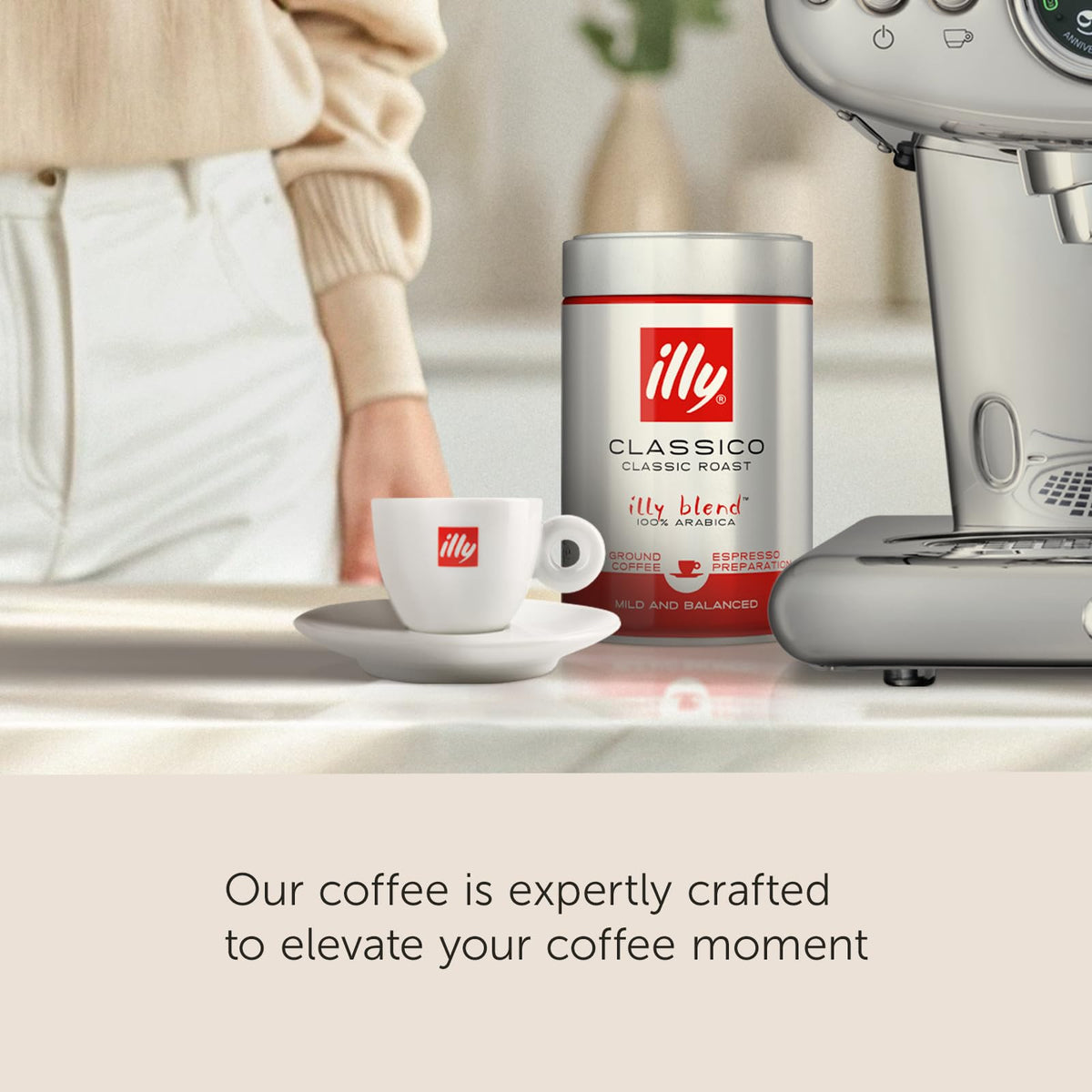 illy Ground Espresso Coffee, Classico Medium Roast, 8.8 oz | 100% Arabica, Premium Italian Coffee, Pre-Ground for Espresso Machines