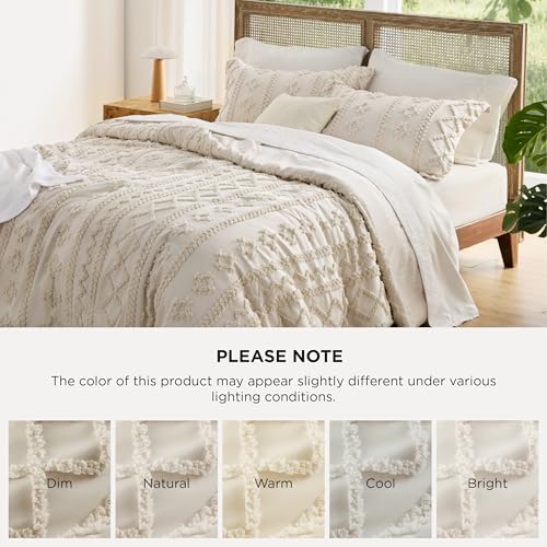 Bedsure Tufted Boho Comforter Set Queen, Bedroom Decor Bedding Set Beige | Soft Breathable Polyester,Fluffy Texture ,3 Pieces Gift For Girls Women,Marshmallow,All Seasons,Machine-washable,OEKO-TEX