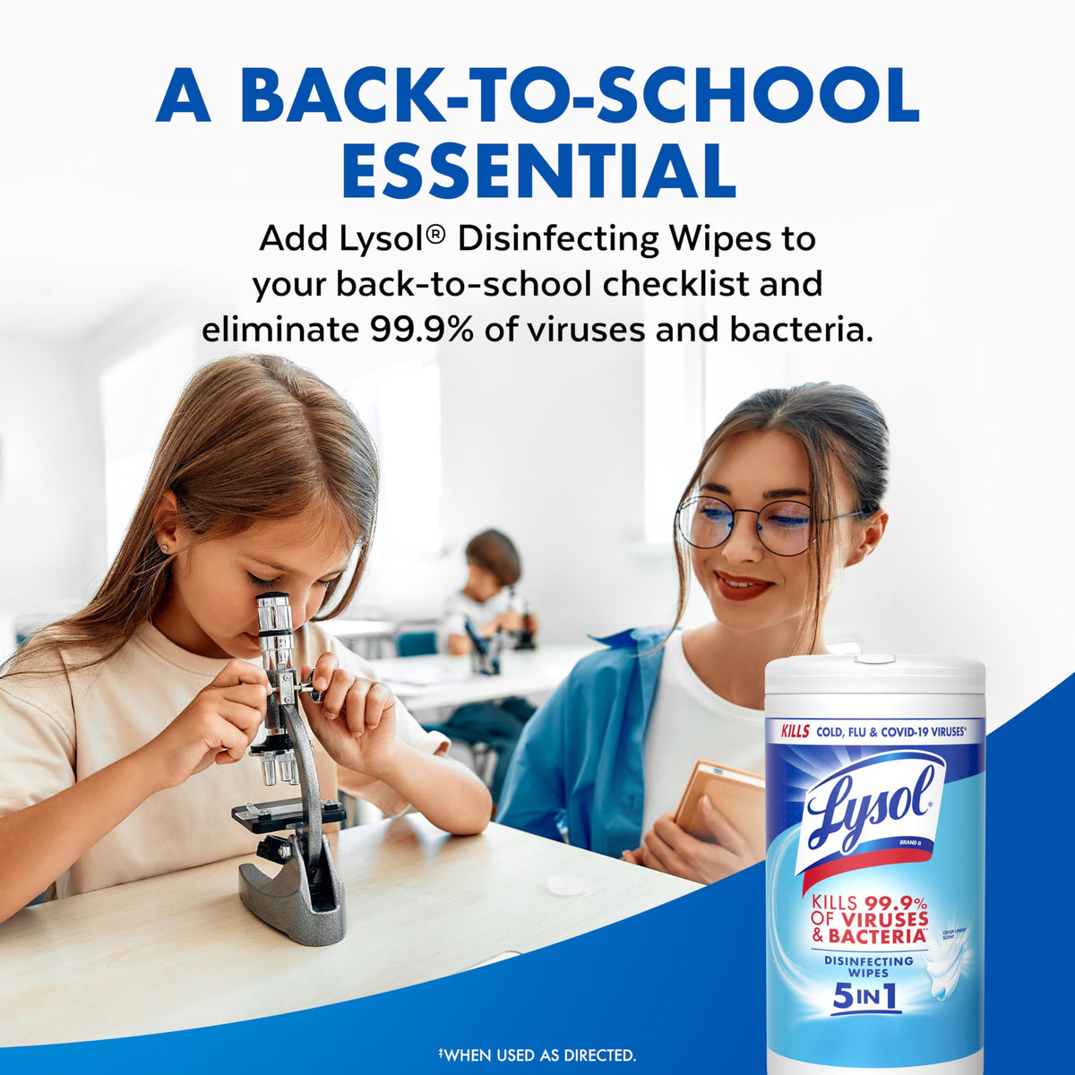 Lysol Disinfecting Wipes, Multi-Surface Cleaner, Crisp Linen, 80 ct. | All Purpose Cleaner, Sanitizing, Deodorizing, Apartment Essentials, Back To School Cleaning Supplies, Kitchen & Bathroom Wipe