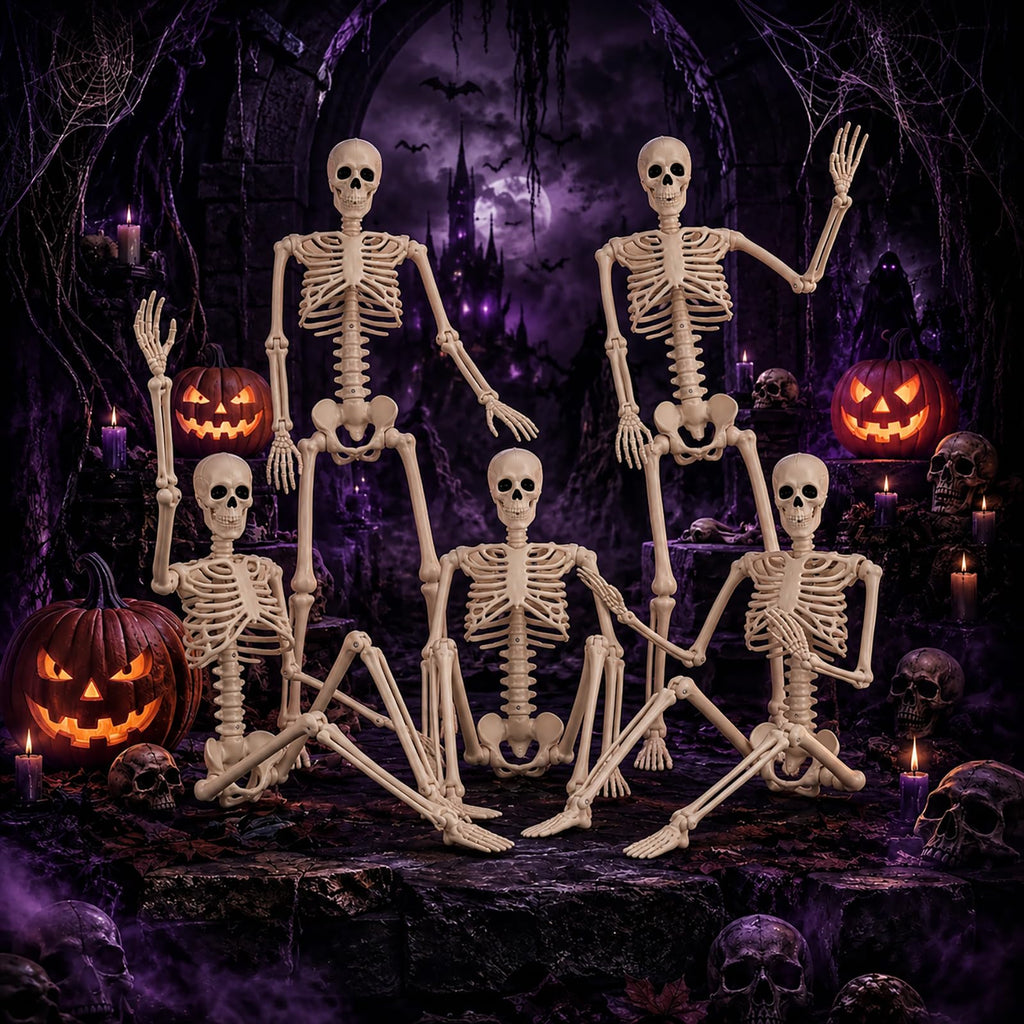 Abakuku 2 Pack 36" Halloween Skeleton Decorations,Human Bones for Halloween Party with Movable Joints,for Haunted Houses, Front Lawn, Graveyard Props