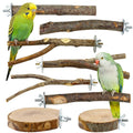 8-Piece Natural Wood Bird Perches for Budgie and Parakeet Cages