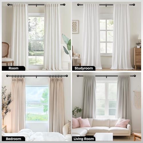 Wolistsa Curtain Rods 36-91 Inch, Black 1 Inch Adjustable Heavy Duty Curtain Rods for Windows, Decorative Modern Window Treatment Rod, Telescopic Splicing Metal Drapery Pole, Easy Installation