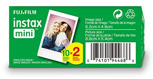FUJIFILM Instax Mini Instant Film Twin Pack (White), 20 Photos | The instax film ensures sharp