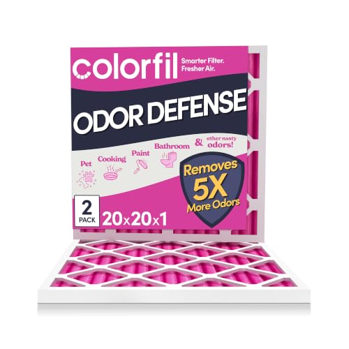 Colorfil 20x20x1 Air Filter (2-Pack) | Made in the USA | Color Changing | Remove Cat and Dog Odor | MERV 8 for Pet Hair Dander and Dust | 19.5"x19.5"x0.75" Exact Size