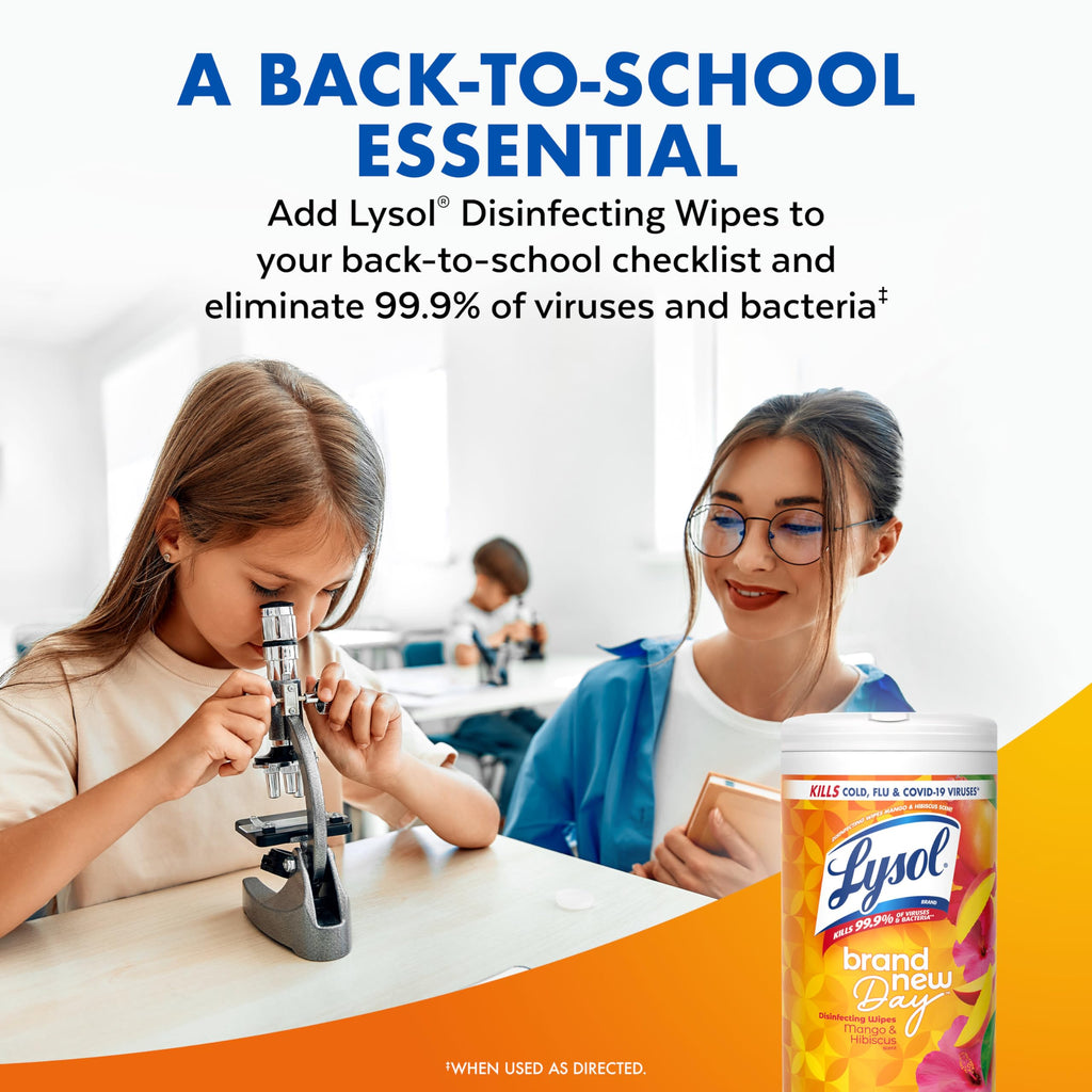 Lysol Disinfecting Wipes, Cleaner, Lemon + Mango + Linen, 80 ct. (4 Pack) | All Purpose Cleaner, Sanitizing, Deodorizing, Apartment Essentials, Back To School Cleaning Supplies, Kitchen & Bathroom Wipe