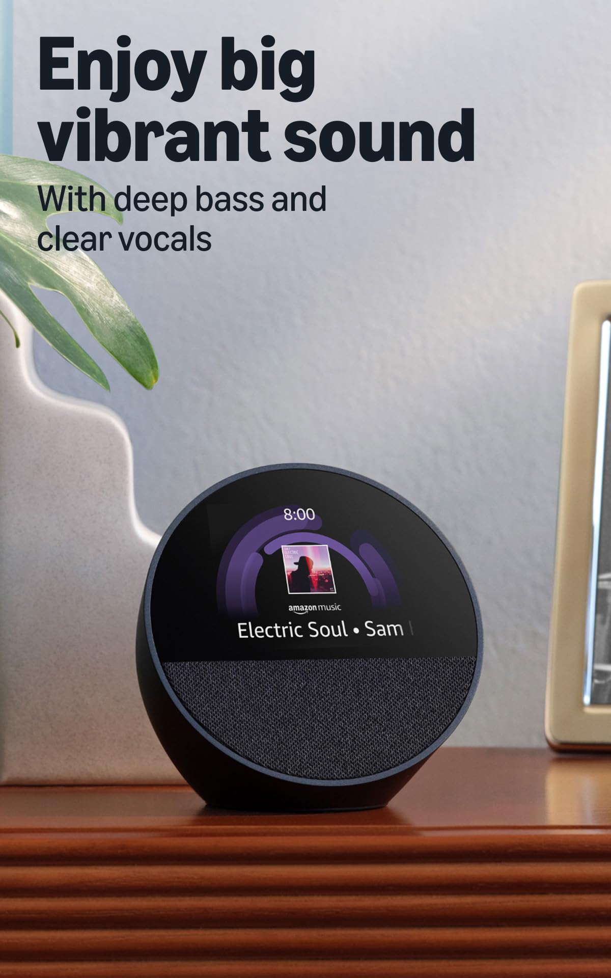 Amazon Echo Spot (newest model), Great for nightstands, offices and kitchens, Smart alarm clock, Designed for Alexa+, Black