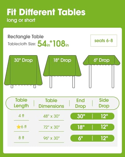 Pureegg Plastic Table Cloth Disposable 54x108 Inch 10 Pack, White | Picnic, Wedding, Party Supplies, Leakproof & Sturdy, Tablecloth, Table Cover