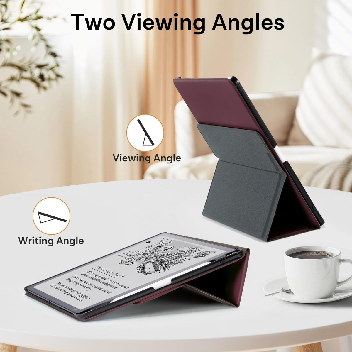 CoBak Stand Case for 11" Kindle Scribe 3rd Gen 2025 & Colorsoft | Two Viewing Angles – All-New PU Leather Cover with Auto Sleep/Wake, Built-In Pen & Tip Holders