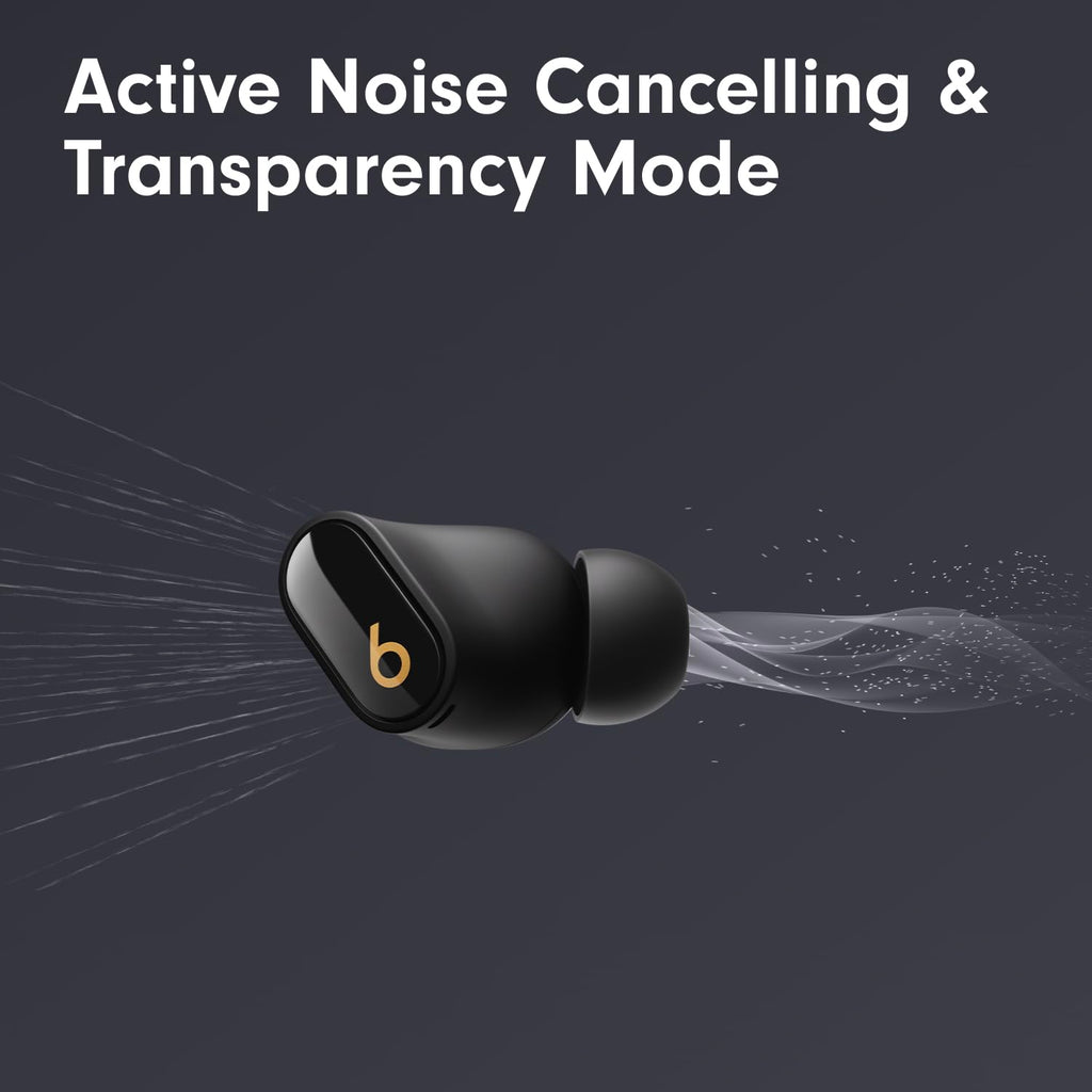 Beats Studio Buds + | True Wireless Noise Cancelling Earbuds, Enhanced Apple & Android Compatibility, Built-in Microphone, Sweat Resistant Bluetooth Headphones, Spatial Audio - Black/Gold