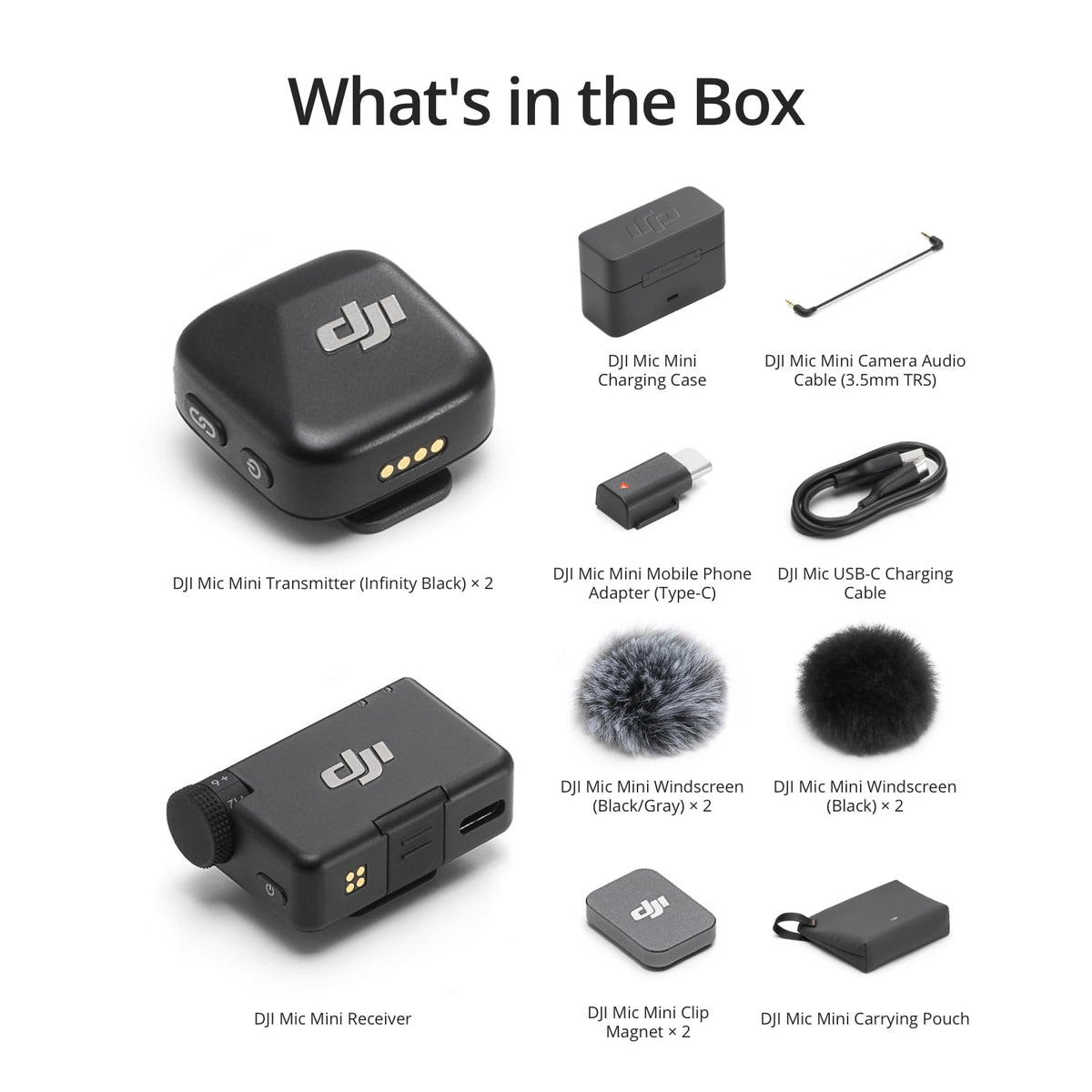 DJI Mic Mini (2 TX + 1 RX + Charging Case), Ultralight, Detail-Rich Audio | 48h Use, Noise Cancelling, Automatic Limiting, Wireless Microphone for Camera/iPhone/Android, Vlog, Streaming