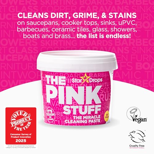 Stardrops The Pink Stuff Miracle Cleaning Paste, 17.6 Oz | Powerful Indoor & Outdoor Cleaning Tough on Stains, Grease & Grime