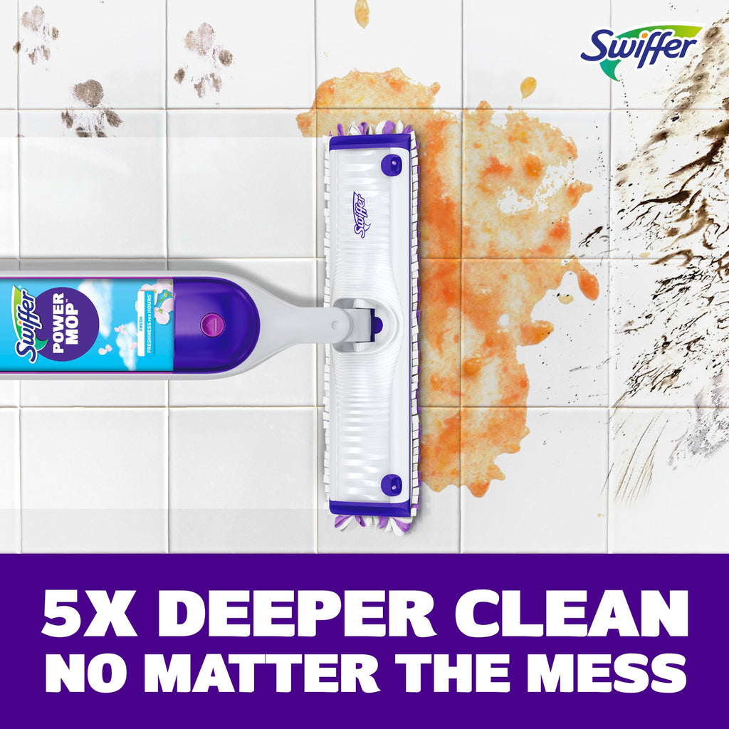 Swiffer PowerMop Liquid Floor Cleaner Refills, Solution for Power Mop, Fresh Scent, 2 Count Mopping Fluid Replacement Bottle, Spray Mops Cleaning Juice, No Bucket Needed, Multi-Surface and Wood