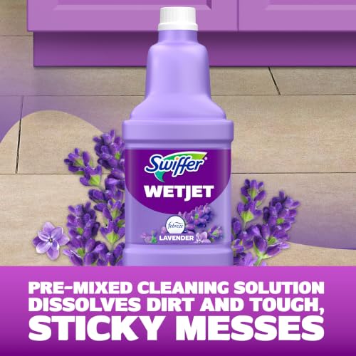 Swiffer WetJet Multi-Purpose Floor Cleaner Solution with Febreze Refill, Hardwood Floor Cleaner, Lavender Scent, 1.25 Liter -42.2 Fl Oz (Pack of 2)