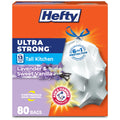 Hefty Ultra Strong 13 Gal Kitchen Trash Bags, White, Lavender Vanilla, 80ct | 13G Tall White Trash Bags with Drawstrings for Kitchen and Home Use, Resists Leaks, Punctures, Rips, Continuous Odor Control