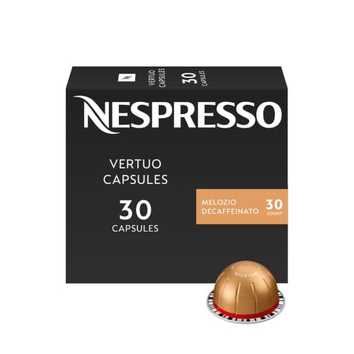Nespresso Vertuo, Melozio Decaf, Medium Roast, 30-Count Espresso Pods | Decaf Medium-Roast Coffee Capsules, Smooth cereal notes and honeyed sweetness