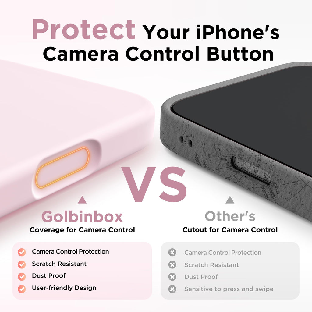 GolbinBox Magnetic for iPhone 18 Pro Case/17 Pro Case, Chalk Pink | Compatible with MagSafe, Camera Protection, Screen Protector, Silicone Shockproof Phone Case, Anti-Scratch Microfiber Lining