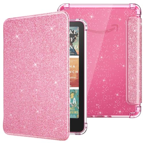 MoKo Case for 7" Kindle Paperwhite 12th Gen & Colorsoft 2024, Glitter Pink | Scratch-Proof, Sparkly Clear Back, Full Protection, Light Shell, Auto Wake/Sleep,for Kindle Paperwhite & Colorsoft 2024/2025