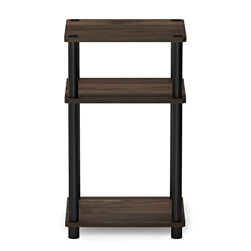 Furinno JUST Toolless 3-Tier Side Table, Open Shelf, Columbia Walnut | Soft-Corner, End Table, Night Stand, Bedside Table, for Living Room, Bedroom, Bathroom