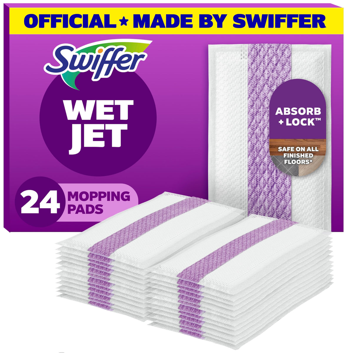 Swiffer WetJet Hardwood Floor Cleaner Spray Mop Pad Refill, Bathroom Cleaning Supplies, Hardwood Floor Cleaner, Multi Surface, 24 Count