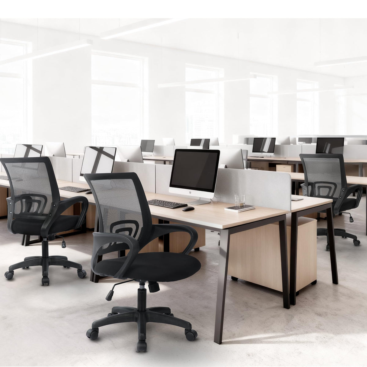 NEO CHAIR Office Computer Chair Ergonomic Mid-Back Mesh Desk Chair, Black | Breathable Mesh Back with Lumbar Support, Height Adjustment, Smooth Rolling Casters for Home Office, Study or Gaming Setup
