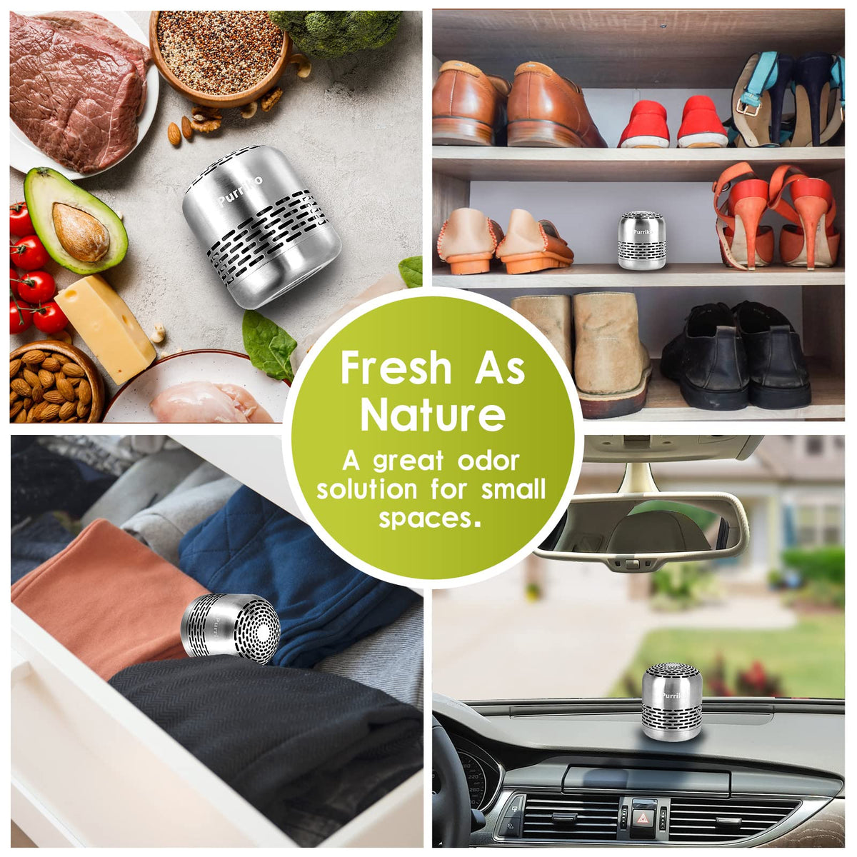 Purriko Refrigerator Deodorizer,Long-Lasting Fridge Odor Eliminator | Replaces Baking Soda and Activated Carbon, Reusable Fridge Deodorizer