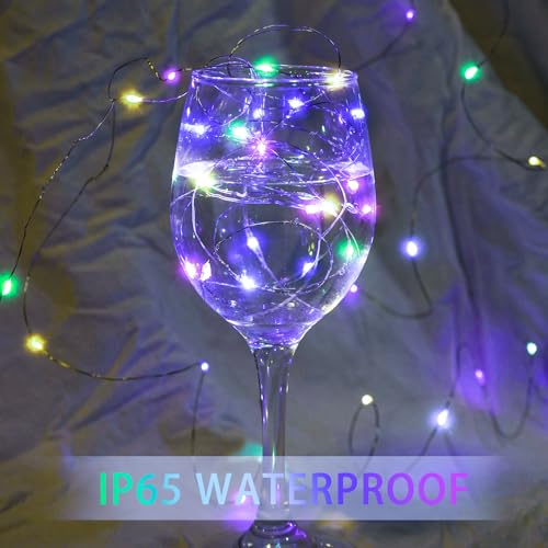 chzk 8 Pack Fairy Lights 7Ft 20 LED Twinkle String Lights 3 Modes Battery Operated Waterproof Firefly Starry for Mason Jar Party Wedding Easter Valentines Day Table Centerpieces,Rainbow-Pastel