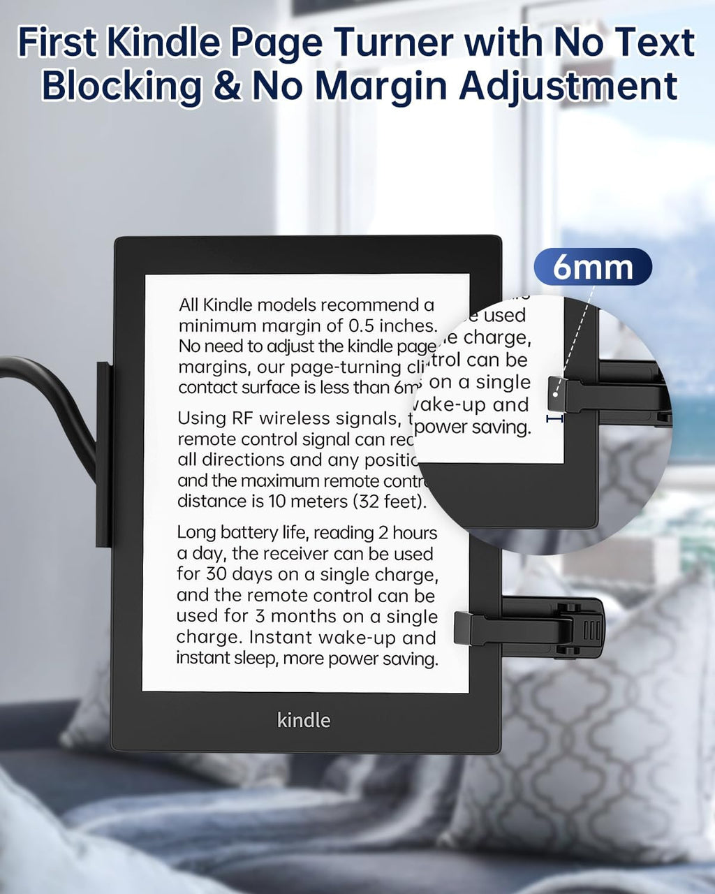 Kindle Stand with Remote Page Turner, Kindle Holder for Reading in Bed