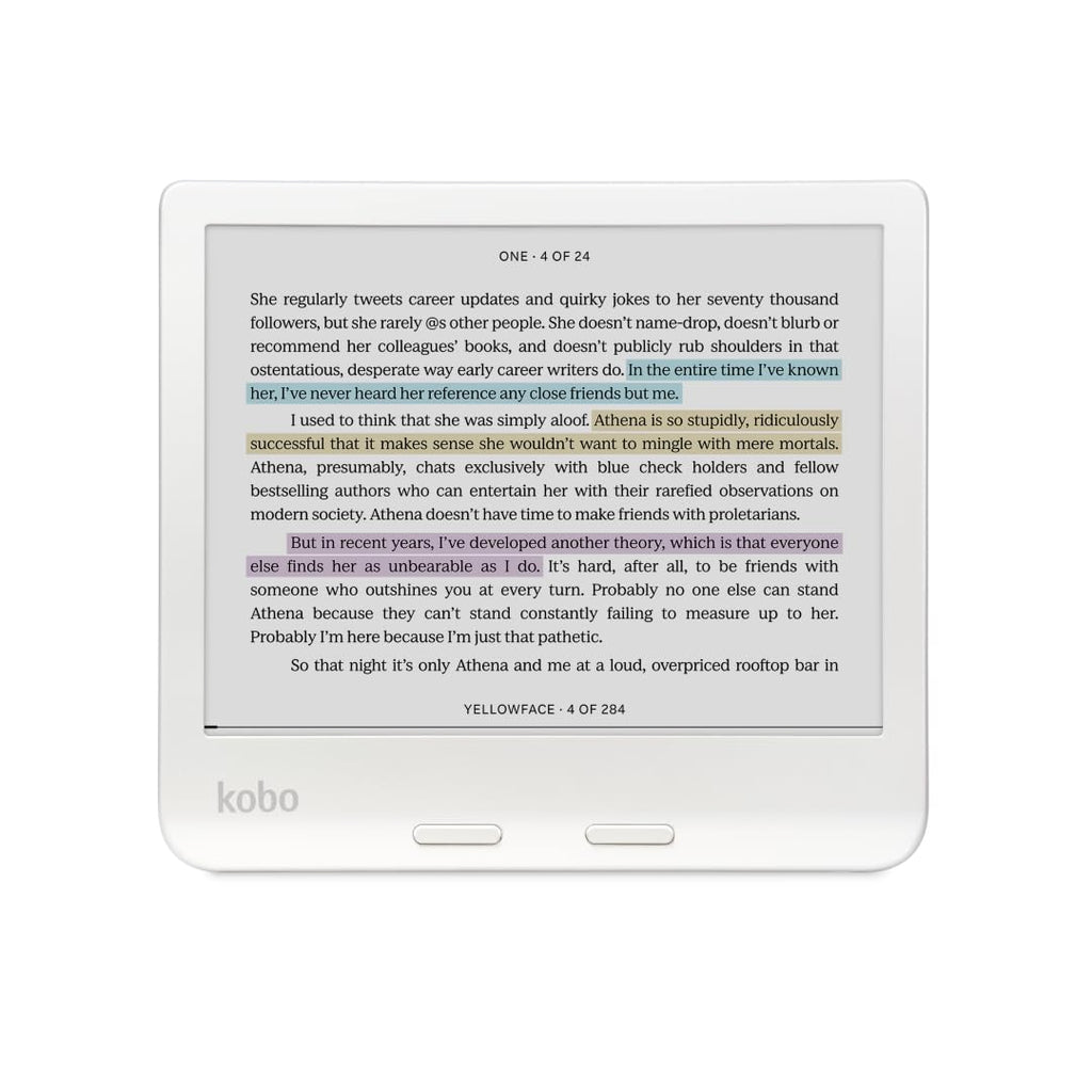 Kobo Libra Colour eReader, 7” Color E Ink, Waterproof, White | 7” Color E Ink Kaleido 3, Dark Mode, Waterproof, eBooks, Audiobooks, Recycled Materials