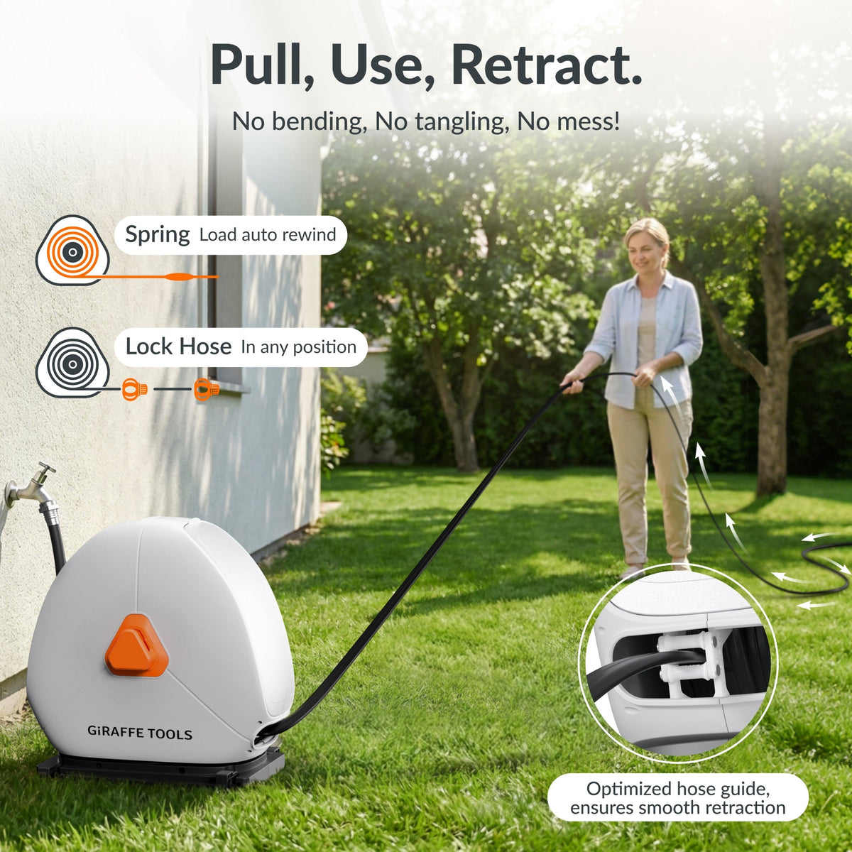 Ground-Mounted Retractable Irrigation Hose Reel -5/8 in-79ft