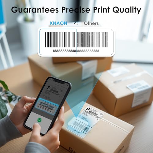 KNAON Shipping Thermal Label Printer, 4x6 Portable Label Printer, Black | Bluetooth Label Printer, Portable for Home Office & Small Business, Works with iPhone, Android, PC, Perfect for Etsy, USPS