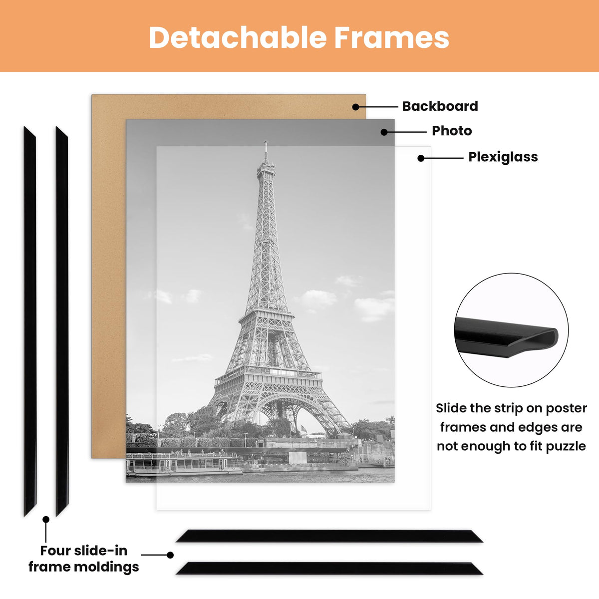 upsimples 24x36 Poster Frame, Easy Slide-In Assembly, Black, 3 Pack | Gallery Wall 24 x 36 Picture Frames Set for Family, Wedding, Christmas, Easy to Change Photos