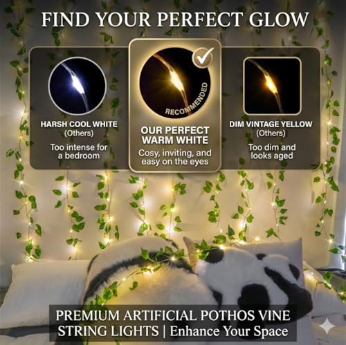 suddus 33FT 100LED Pothos Vine Fairy Lights Battery Operated Copper Wire | String Lights with Remote,Leaf Lights for Bedroom,Dorm,Wedding,Party, Garden,Wedding,Classroom Decor (Warm White)