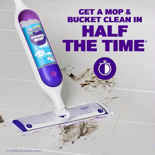 Swiffer PowerMop Liquid Floor Cleaner Refills, Solution for Power Mop, Fresh Scent, 2 Count Mopping Fluid Replacement Bottle, Spray Mops Cleaning Juice, No Bucket Needed, Multi-Surface and Wood
