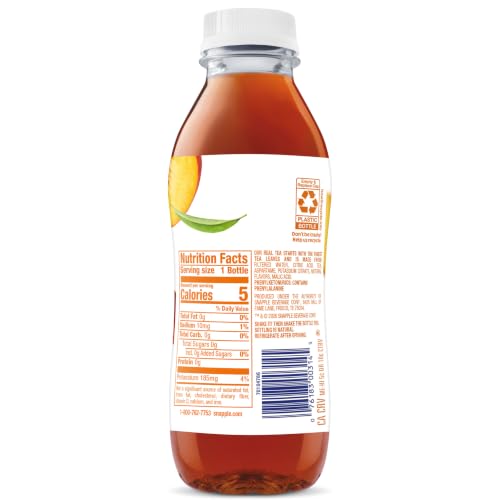 Snapple Zero Sugar Peach Tea, 16 fl oz recycled plastic bottle (Pack of 12)