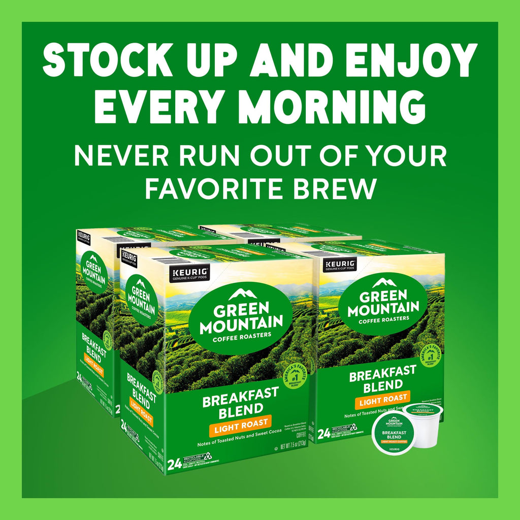 Green Mountain Coffee Roasters Breakfast Blend Single-Serve Keurig K-Cup Pods, Light Roast Coffee, 96 Count