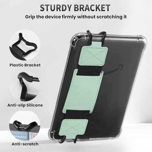 MoKo 2 Pack Hand Strap for 6-8" Kindle eReaders Tablets,Agave+Black | eReader Accessories for 6-8" Kindle/Kobo/Sony Tablets, Black High-Elasticity Hand Strap, Lightweight Finger Grip Holder