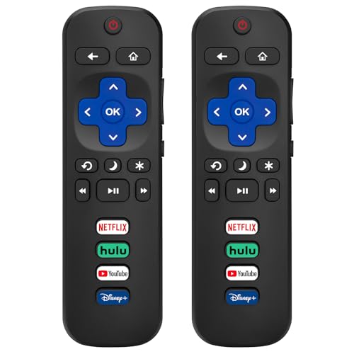 (2 Pack) Replacement Remote Control for Roku TV, for TCL Roku/Onn Roku TVs | for Hisense Roku/Sharp Roku/Element Roku/Westinghouse Roku/Philips Roku Smart TV (Not for Stick & Box) Ready Out of the Box