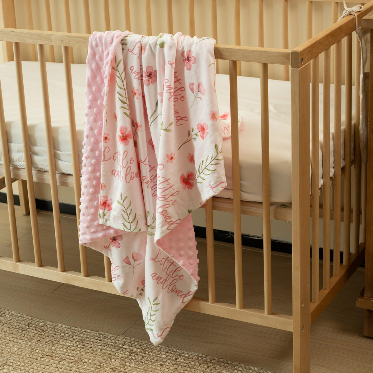 CIVARUA KIDS Fleece Baby Blankets for Girls & Boys, Infant Toddler Blanket | Soft Newborn Baby Minky Receiving Blanket, Dotted Backing for Nursery Crib Stroller, Double Layer, 30''x40'', Pink Floral