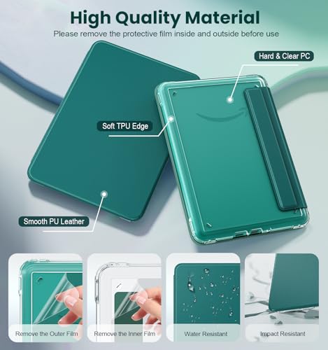 MoKo Magnetic Case for 7" Kindle Paperwhite 12th Gen& Colorsoft,Jade Green | Detachable,Ultra Clear Back, Scratch-Proof, Light Shell Cover, Auto Wake/Sleep,for Kindle Paperwhite& Colorsof 2024/2025