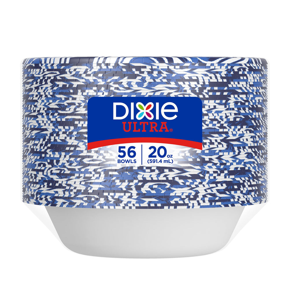 Dixie Ultra Large Paper Bowls 20 Oz, Disposable Bowls, 56 Count | Disposable paper bowls for breakfast, lunch, and dinner; microwave safe serving bowls for easy cleanup, compostable