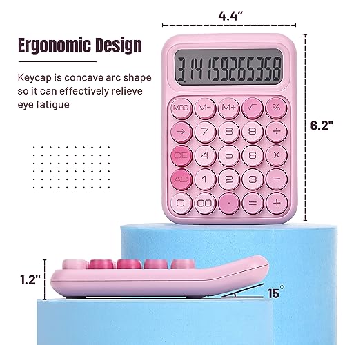 Mr. Pen- Mechanical Switch Calculator, 12 Digit Large LCD Display, Pink | With Big Buttons, Mechanical Switch Calculator for Home, School, Office
