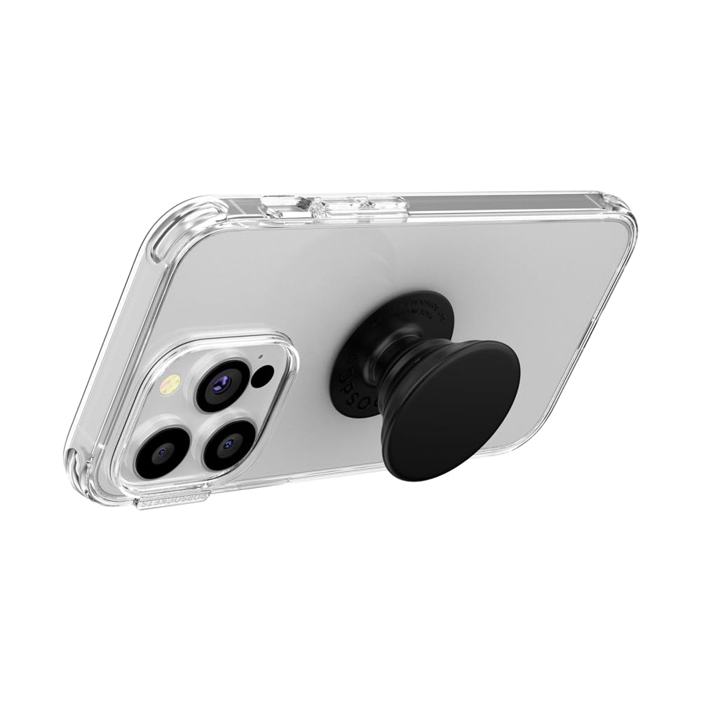 PopSockets Adhesive Phone Grip, Holder- Black | Anti-Drop, Kickstand, Secure Comfortable Hold, Black, Create a Mobile Phone Outfit