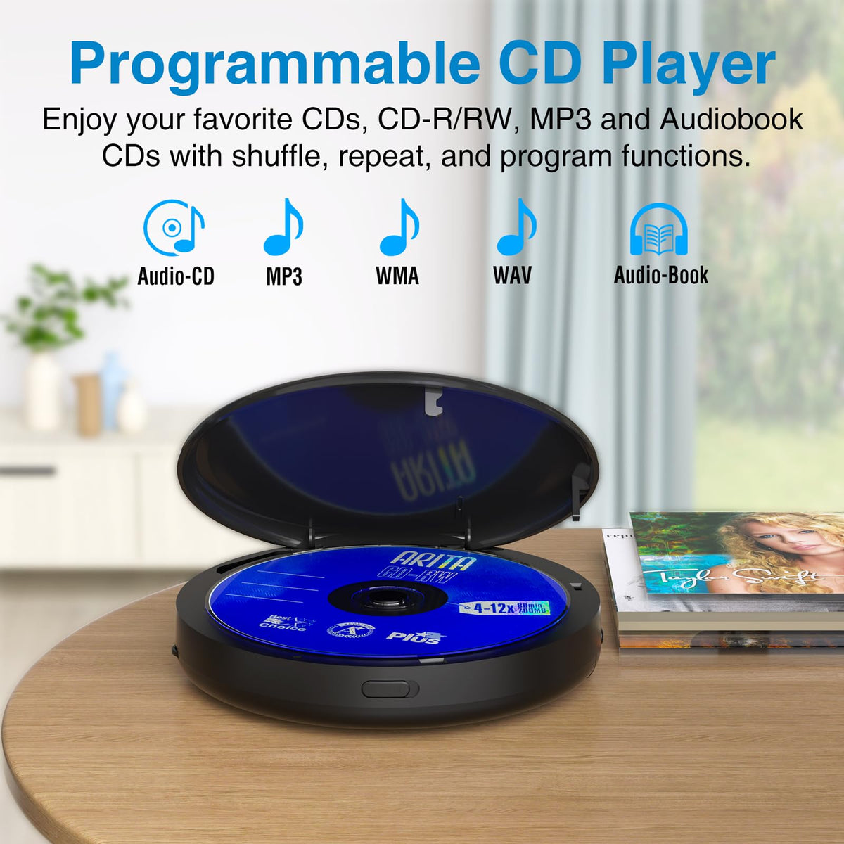 MEGATEK Portable CD Player with Bluetooth RX/TX, FM Transmitter & USB