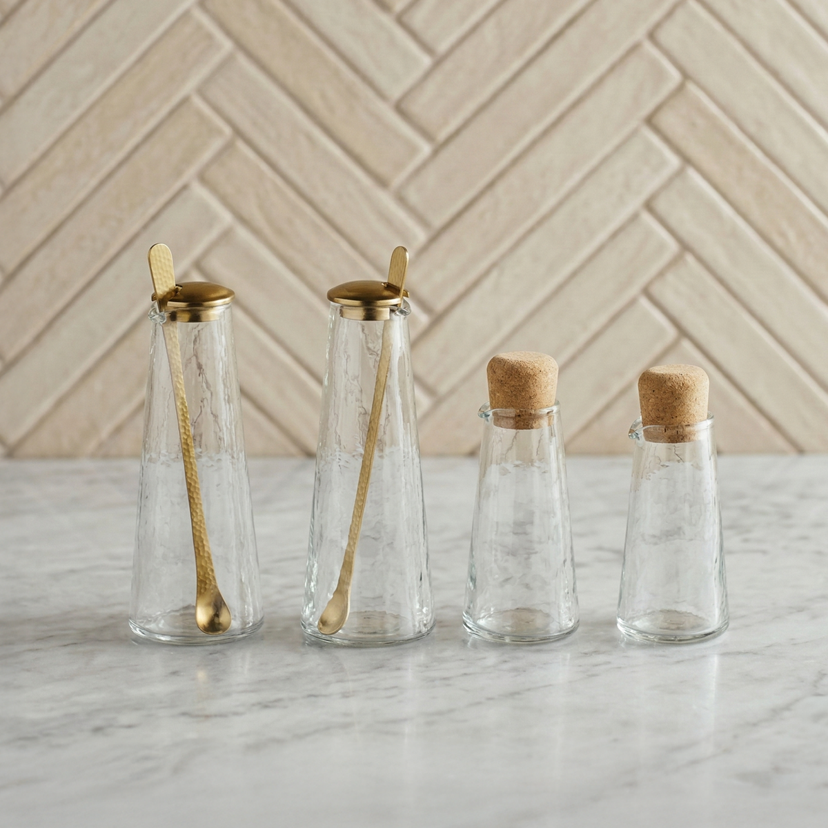 Handblown Glass and Brass Carafe