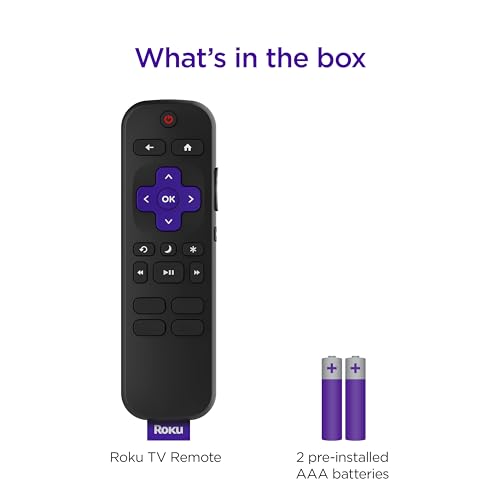 Roku TV Remote Control (Official Manufacturer Product) | Simple Setup & Pre-Set App Shortcuts - Replacement Remote Compatible with RokuTV Models ONLY (Not Roku Players)