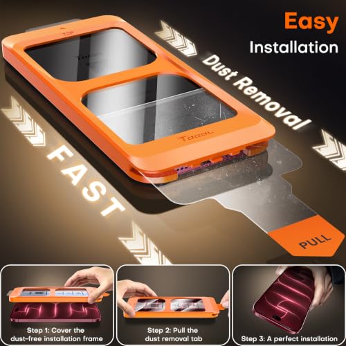 TOCOL for iPhone 18 Pro Screen Protector, Easy Installation | Bubble-Free, 9H+ Tempered Glass, 8FT Military Grade Shatterproof, Anti-Scratch, Case Friendly HD Clear 6.3" 2 Pack