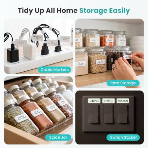 Phomemo D30 Label Maker Machine with Tape, Bluetooth Mini Label Printer | Inkless Thermal Printing, Rechargeable Portable Labeler, Massive Templates Fonts, Waterproof Labels for Home, School, Office