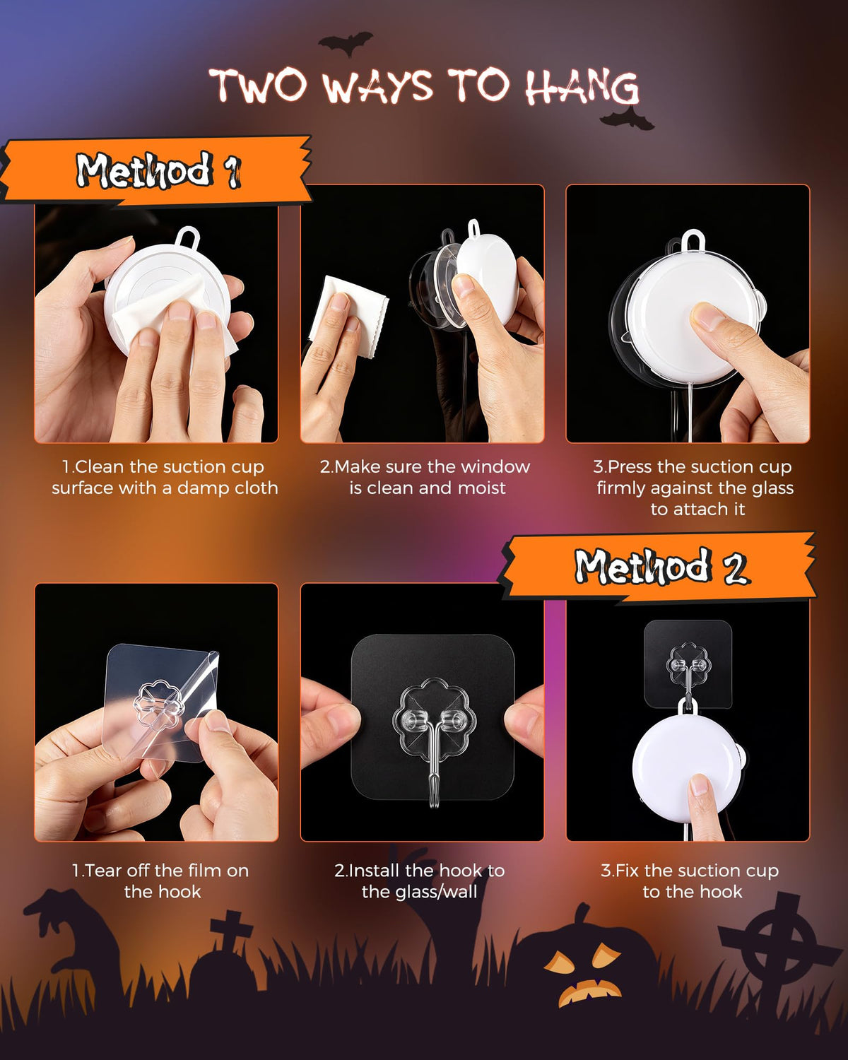 Minetom 3 Pack Halloween Windows Lights - Pumpkin, Ghost, Hat with Timer | Battery Operated Halloween Lights with Firm Suction Cup, Halloween Decorations for Windows, Doors, Balconies, Wardrobes