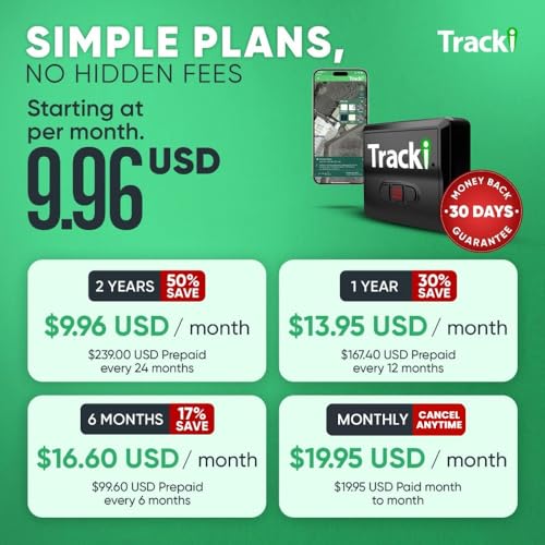 Tracki Universal GPS Tracker for Vehicles, Real Time Tracking | 4G LTE, Unlimited Distance, Smart Alerts, Super Small, Subscription Required, Cancel Anytime