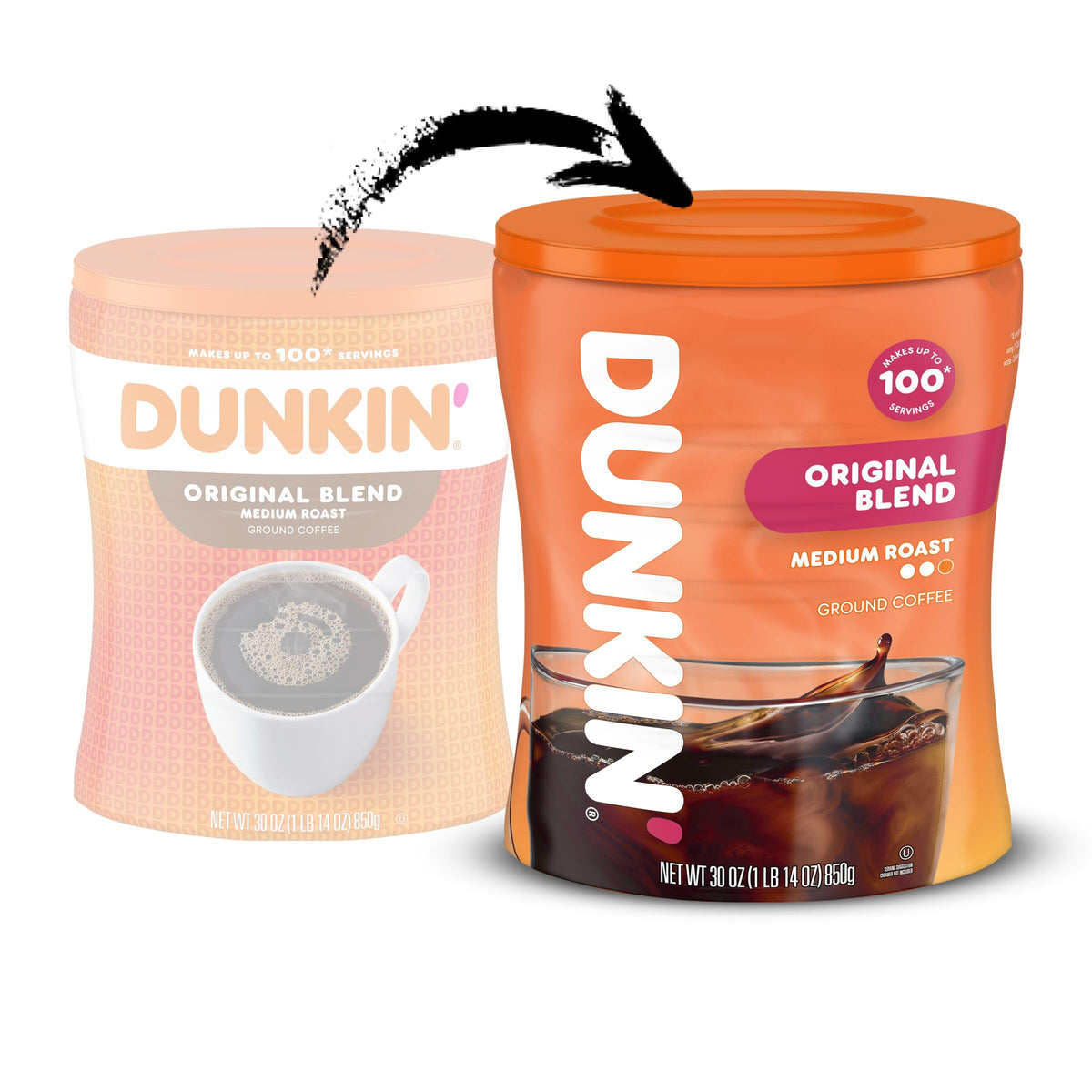 Dunkin’ Original Blend Medium Roast Ground Coffee, 30 Oz. Canister | Made with Arabica beans, rich & smooth flavor, stay-fresh coffee canister, easy-drinking medium roast, great hot or iced